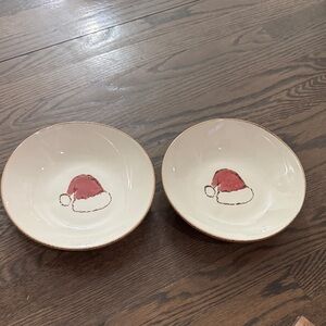 Festive Santa Hat Bowls - Cream and Red
